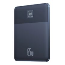 Baseus Blade2 12000mAh 65W Powerbank mit Digitalanzeige (mit Baseus Mini White Series USB-C - USB-C 100W (20V/5A) 50cm schwarzes Kabel) - Blau