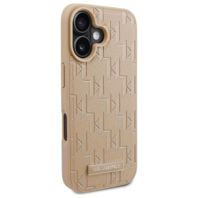 4. Karl Lagerfeld Hot Stamp Magsafe iPhone 16 Hülle – Beige