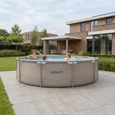 15. VIRTUFIT RUNDER POOL 366 CM MIT FILTPUMPE BEIGE