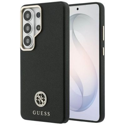 Guess Strass-Logo-Hülle mit rundem Logo für Samsung Galaxy S26 Ultra – Schwarz