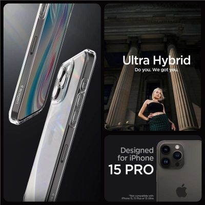 Spigen Crystal Hybrid-Hülle für iPhone 15 Pro – transparent