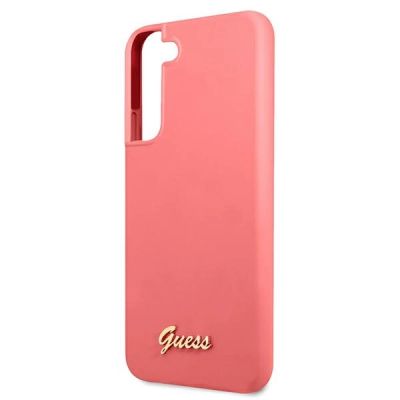 6. Guess, GUHCS22MLSLMGFU S22+ S906 fuchsia/fuchsia Hardcase Silikonschrift Metalllogo