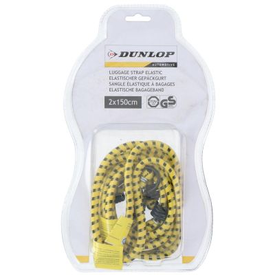 Gummibänder zum Befestigen von Gepäck, Dunlop-Haken, Länge 150 cm, 2 Stück, gelb