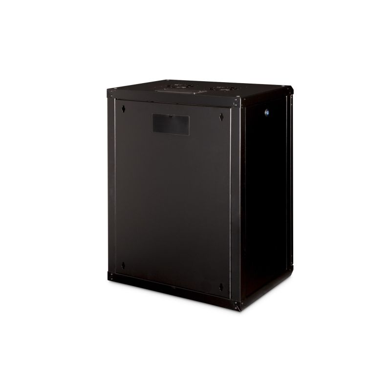 12. Digitus Unique 19" 16U Wand-Netzwerkschrank 600x450 mm, Glastür, schwarz, ungeteilt, montiert, 100 kg