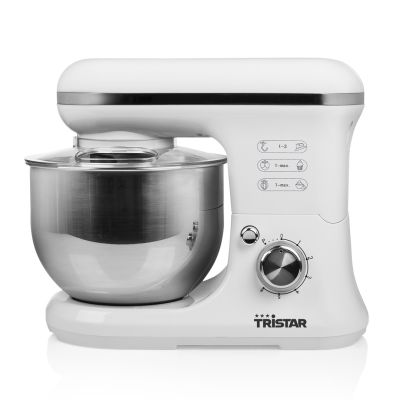 Tristar MX-4817 Küchenmaschine, 1200 W, 6 Geschwindigkeitsstufen, 5 l Fassungsvermögen, Weiß