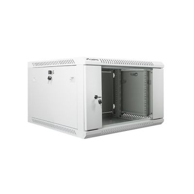 5. Lanberg WF01-6606-10S einteiliger Schrank (6 HE; 368 mm / 600 mm / 600 mm; Wandmontage; Glas; 19 Zoll; grau)