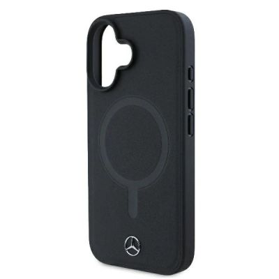 6. Mercedes MagSafe-Hülle aus glattem Leder für iPhone 16 Plus – Schwarz