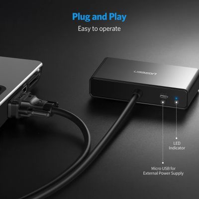 8. Ugreen 40254 1x2 VGA-Splitter 1920x1440 60Hz - Schwarz