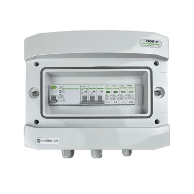 Hermetische IP65 EMITER-Wechselstromanschlussverteileranlage mit Überspannungsableiter Noark Typ 2, 40 A 3-F, FI-Schutzschalter Typ A 63 A/300 mA