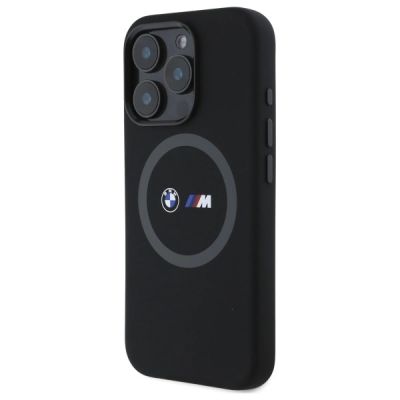 2. BMW M MagSafe Silikonhülle mit bedrucktem Ring für iPhone 16 Pro Max – Schwarz
