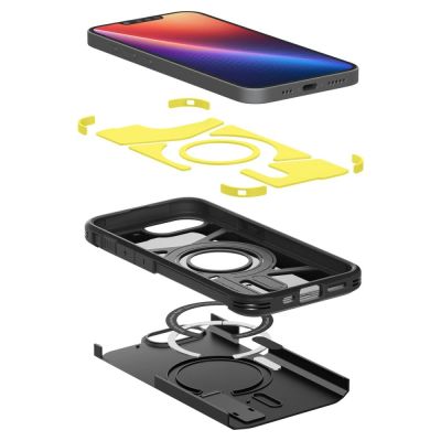 9. Spigen Tough Armor Hülle mit MagSafe für iPhone 16e / 17e mit Ständer – Schwarz