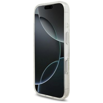 5. Guess IML Blumenmuster, galvanisiert, mit Perlmuttriemen und MagSafe-Hülle für iPhone 18 Pro / 17 Pro – Weiß