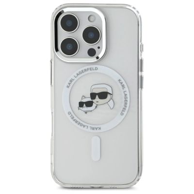 3. Karl Lagerfeld IML Metal Karl&Choupette Head MagSafe Hülle für iPhone 16 Pro - Weiß