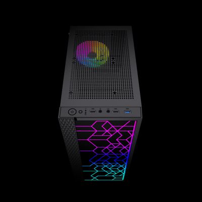 2. GEMBIRD FORNAX 2500 MIDI-TOWER-CASE (1x USB 3.0, 2x USB 2.0, HD-Audio, Seitenwand aus Glas) SCHWARZ