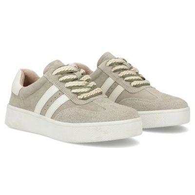 5. Damen-Sneaker aus Leder mit Plateausohle in Khaki, Modell Filippo DP7512