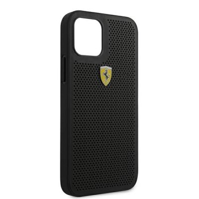 10. Ferrari FESPEHCP12MBK iPhone 12/12 Pro 6.1" schwarz/schwarz Hardcase On Track Perforated