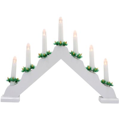 2. Adventskerzenhalter aus Holz, weiß, 7 Lichter, batteriebetrieben