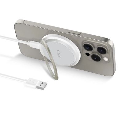 2. Tech-Protect QI15W-A33 induktives Ladegerät mit MagSafe und Ständer mit USB-A/USB-C-Kabel – Weiß
