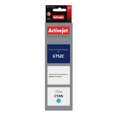 Activejet AH-GT52C Tintenflasche (ersetzt HP GT52C M0H54AE; Supreme; 70 ml; 8000 Seiten, blau)