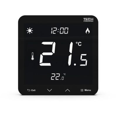 Kabelgebundener, zweistufiger, flächenbündig montierter Raumthermostat, schwarz, ST-297z v3 Tech-Controller