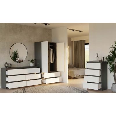 9. MALWA KLEIDERSCHRANK SS-90 ANTHRAZIT / WEISS SET