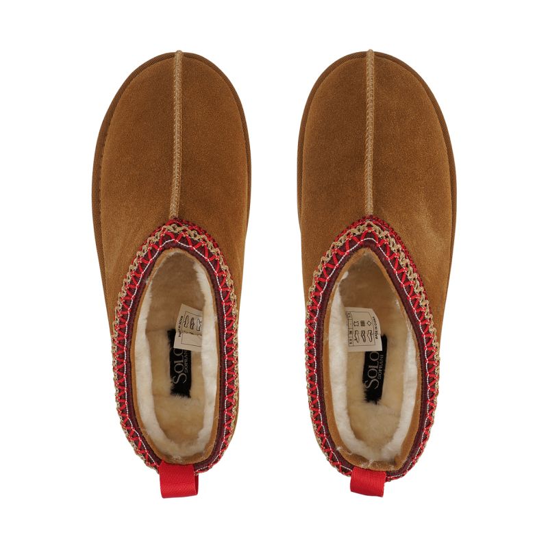 4. Damen-Lederschuhe Solo Soprani Couture Sabot Pelz Hugh Plateau hellbraun SSW421P22 51