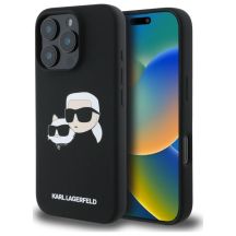 Karl Lagerfeld Silikonhülle Heads Print MagSafe für iPhone 16 Pro Max - Schwarz