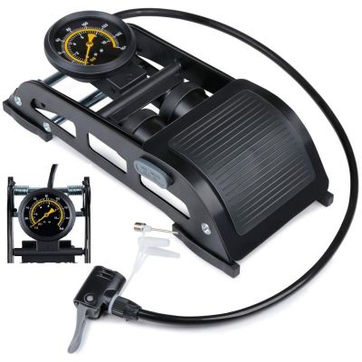 DUNLOP 2-KOLBEN-FUSSPUMPE MIT MANOMETER FÜR FAHRRAD UND AUTO