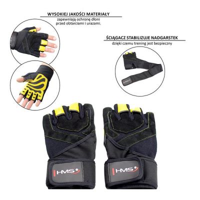 3. Schwarz/Gelb HMS RST01 rS Gym Handschuhe