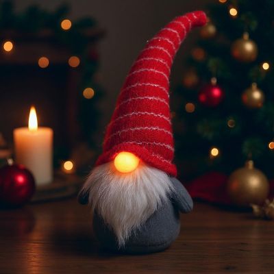 5. Gnok mit langem roten Hut und Glitzernase, 10 x 9 x 42 cm