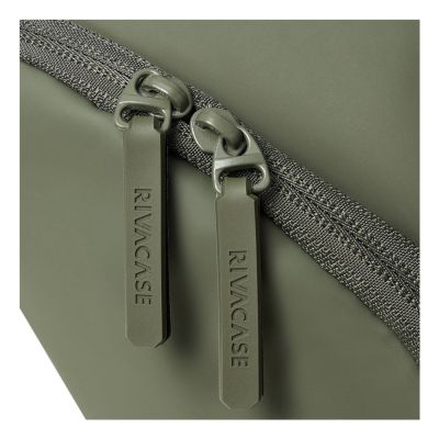 15. Rivacase Eden Rucksack Reiserucksack Olivgrünes gewachstes Leder (Pull-Up), Polyester, recyceltes Polyethylenterephthalat (rPET)