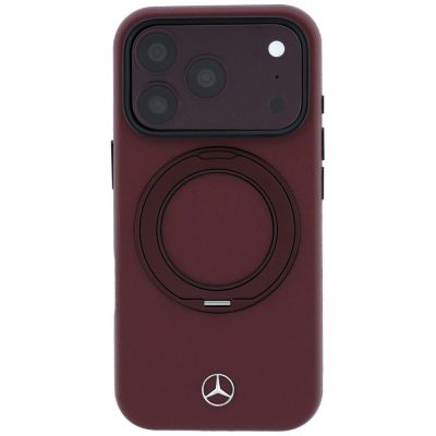 3. Mercedes Leather with Ring Stand MagSafe Hülle für iPhone 18 Pro Max / 17 Pro Max – burgunderrot