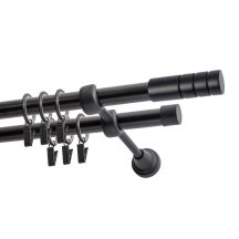 DOPPEL-GARDINENSTANGE Ø 19 MM SCHWARZ 240 CM TECHNO MIT RINGEN KOWALSKI