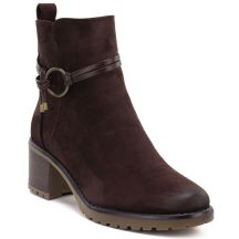 Wildleder-Ankle-Boots für Damen mit Blockabsatz, braun, Potocki SZ12527