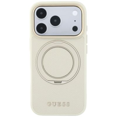 3. Guess Ring Stand 360 Grained Classic Logo MagSafe Hülle für iPhone 18 Pro Max / 17 Pro Max - beige