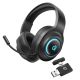 18. QCY Heroad V200 Tri-Mode Gaming-Kopfhörer mit 7.1-Sound, 240 Stunden Akkulaufzeit und abnehmbarem Mikrofon – Schwarz