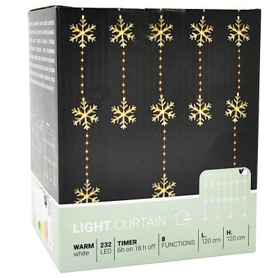 5. Lichterkette für den Weihnachtsbaum, 120 x 120 cm, 232 LEDs, warmweiße Schneeflocken