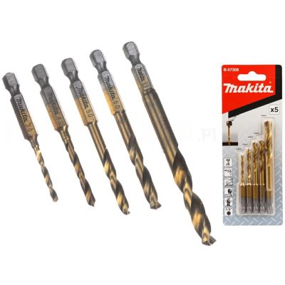 MAKITA BOHRERSATZ FÜR METALL HSS-TIN 1/4" SECHSKANT / 5-teilig.