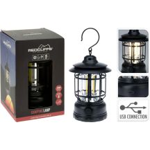 REDCLIFFS SCHWARZE CAMPINGLAMPE 18CM MIT USB-LADUNG