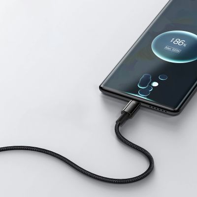 12. Baseus Wolfram Gold USB-A auf USB-C Kabel 480Mb/s 100W 1m Schwarz (CAWJ000001)