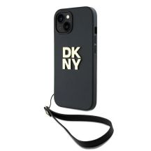 DKNY Wrist Strap Stock Logo Hülle für iPhone 15 Plus – Schwarz
