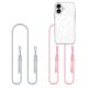 Tech-Protect Flexair Chain MagSafe Hülle für iPhone 16 - Transparent + 2 Tragebänder (Pink und Grau)