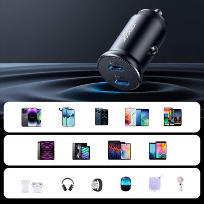11. Joyroom JR-CCN06 30W 2x USB-C Mini-Autoladegerät aus Metall – Schwarz