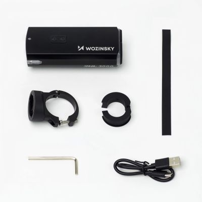 3. Wozinsky Fahrrad-Frontlicht + USB-C-Kabel (3000 lm) - Schwarz