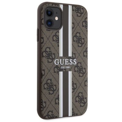 4. Guess 4G MagSafe-Hülle mit Printstreifen für iPhone 11 / XR – Braun