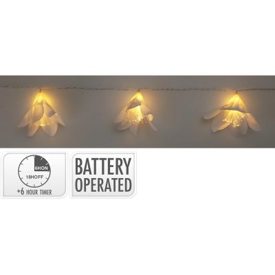 24. Batteriebetriebene Lichterkette mit 20 warmweißen LED-Blumen
