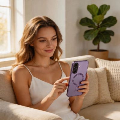 5. Tech-Protect MagFlex MagSafe Hülle für Samsung Galaxy A37 5G – Transparentes Lila