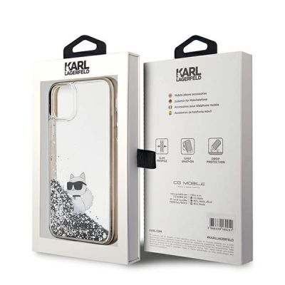 8. Karl Lagerfeld Liquid Glitter Choupette Hülle für iPhone 11 / Xr – transparent