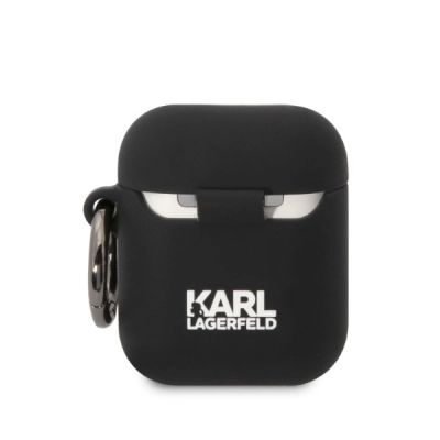 2. Karl Lagerfeld KLA2RUNCHK AirPods 1/2 Cover schwarz/schwarz Silikon Choupette Head 3D