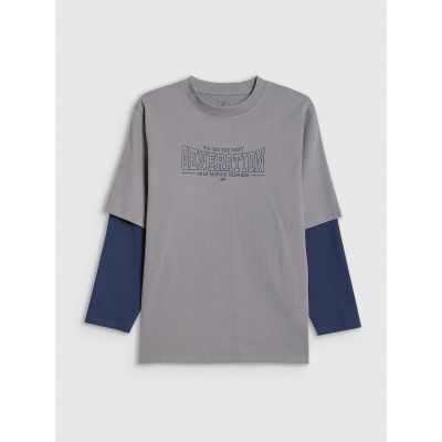 7. Langärmliges, locker geschnittenes Jungen-Shirt mit Aufdruck, Größe 4F 4FJRSS26TLONM631-24S